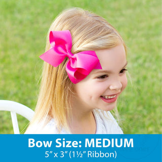 Wee Ones Medium Grosgrain Hair Bow - Harvest White Pumpkin Print
