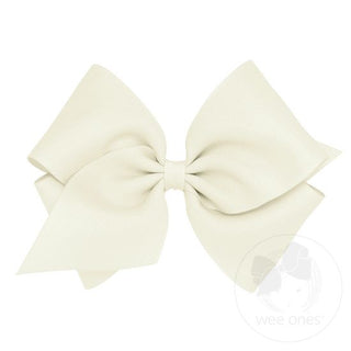 Mini King Classic Grosgrain Hair Bow (Plain Wrap)- Antique White