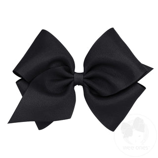 Mini King Classic Grosgrain Hair Bow (Plain Wrap)- Black