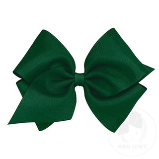 Mini King Classic Grosgrain Hair Bow (Plain Wrap)- Forrest Green