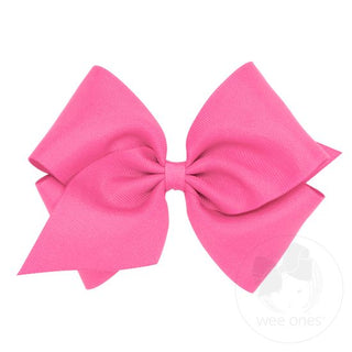 Mini King Classic Grosgrain Hair Bow (Plain Wrap)- Hot Pink