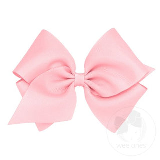 Mini King Classic Grosgrain Hair Bow (Plain Wrap)- Light Pink