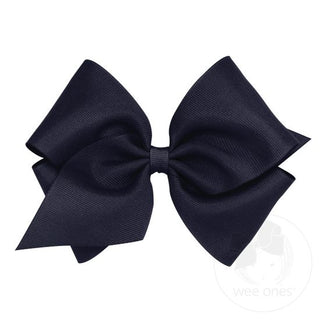 Mini King Classic Grosgrain Hair Bow (Plain Wrap)- Navy