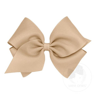 Mini King Classic Grosgrain Hair Bow (Plain Wrap)- Oatmeal