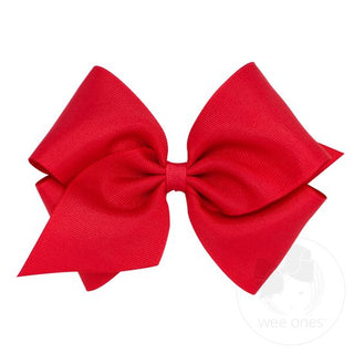 Mini King Classic Grosgrain Hair Bow (Plain Wrap)- Red