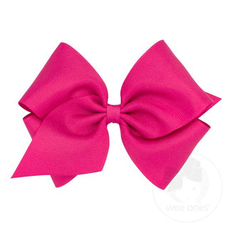 Mini King Classic Grosgrain Hair Bow (Plain Wrap)- Shocking Pink