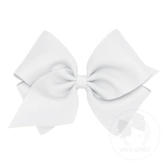 Mini King Classic Grosgrain Hair Bow (Plain Wrap)- White