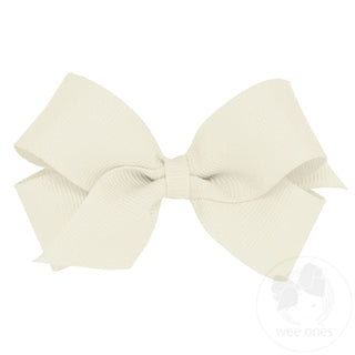 Mini Classic Grosgrain Hair Bow (Plain Wrap)- Antique White