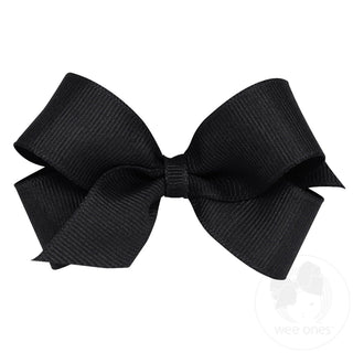 Wee Ones Mini Classic Grosgrain Hair Bow (Plain Wrap)- Black