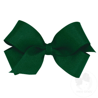 Wee Ones Mini Classic Grosgrain Hair Bow (Plain Wrap)- Forrest Green