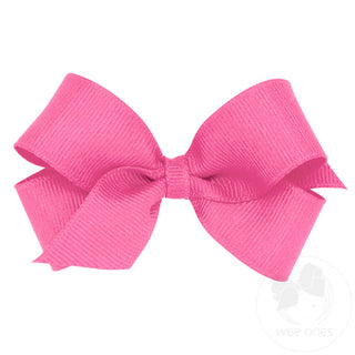 Mini Classic Grosgrain Hair Bow (Plain Wrap)- Hot Pink