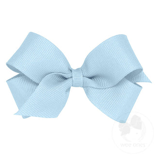 Mini Classic Grosgrain Hair Bow (Plain Wrap)- Millennium Blue