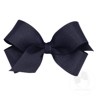 Mini Classic Grosgrain Hair Bow (Plain Wrap)- Navy