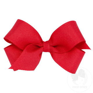 Wee Ones Mini Classic Grosgrain Hair Bow (Plain Wrap)-Red