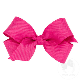 Wee Ones Mini Classic Grosgrain Hair Bow (Plain Wrap)- Shocking Pink
