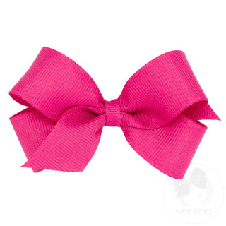 Mini Classic Grosgrain Hair Bow (Plain Wrap)- Shocking Pink