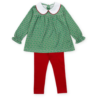 Lila and Hayes - Morgan Set Girls' Legging Set - Candy Cane Lane