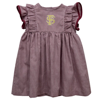 Florida State Seminoles Embroidered Gingham Ruffle Dress