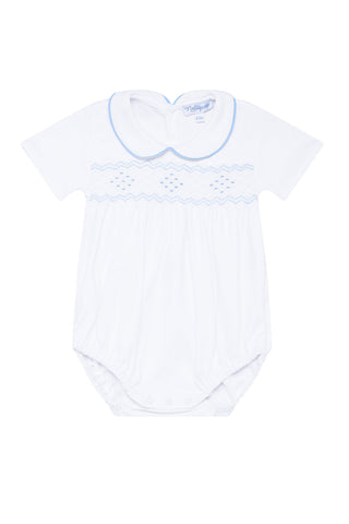 Nella Smocked Boy Bubble- Blue Smocked