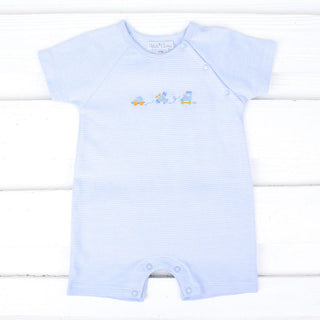 Embroidered Transportation Blue Shortall