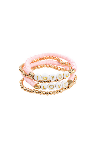 Pink Love Bracelets- 4 pack