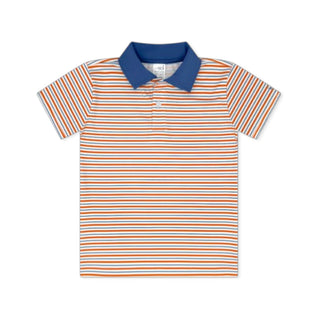 Set Athletics Parker Polo - Orange Spice & Baton Rouge Blue Stripe