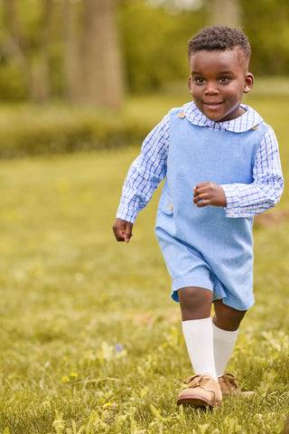 Little English Peter Pan Shirt in Woodberry Plaid