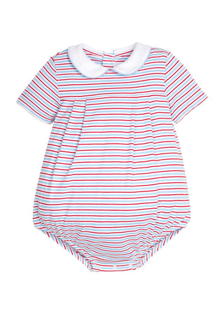 Little English Pleated Peter Pan Bubble - Primary Stripe