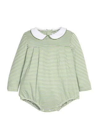 Little English Pleated Peter Pan Bubble - Watercress Stripe