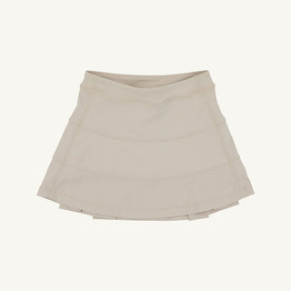 The Beaufort Bonnet Company Prepletic™ Prep School Skort- Keeneland Khaki with Palmetto Pearl Stork