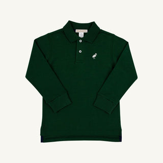 The Beaufort Bonnet Company Long Sleeve Prim & Proper Polo - Grier Green with Palmetto Pearl Stork