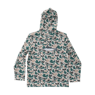 Prodoh Kid's Pro Performance Hoodie T-Shirt in Neutral Break Point Camo with Swordfish
