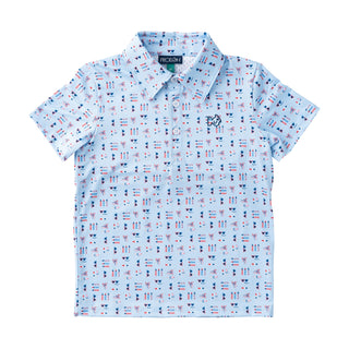 Prodoh - Boys' Short Sleeve Pro Performance Polo - Patriotic Icons Print