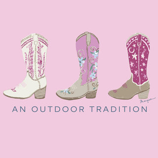 Prodoh Girls Long Sleeve Cotton T-Shirt in Pink with Cowgirl Boots