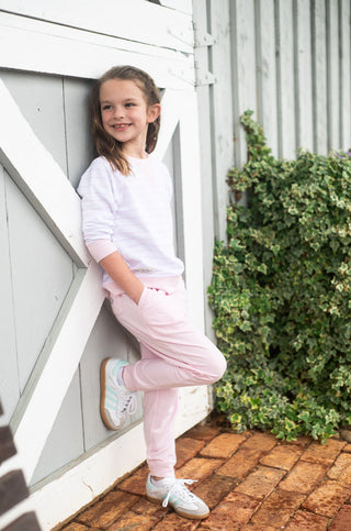 Prodoh Girls Crew Control Sweatshirt in Pink Tulle Stripe