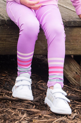 Prodoh Girls Athletic Legging in Orchid Purple With Ankle Stripes