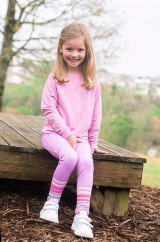 Prodoh Girls Athletic Legging in Orchid Purple With Ankle Stripes