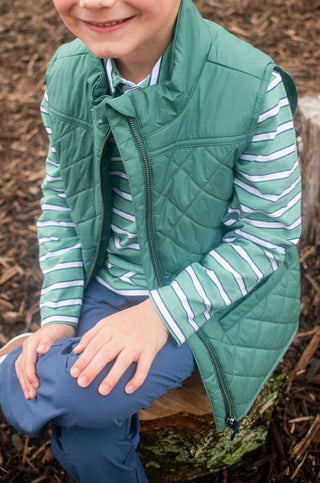 Prodoh Kid's Pro Quilted Vest in Smoke Pine Green