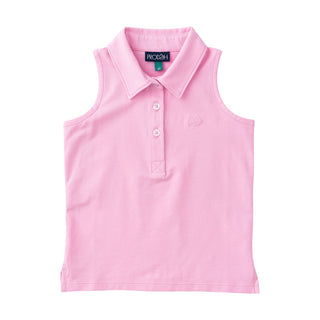 Prodoh Girls' Sleeveless Solid Cotton Polo - Pink Frosting
