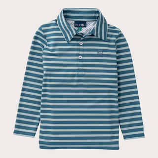 Prodoh Boys' Long Sleeve Performance Polo - Tapestry Green Stripe