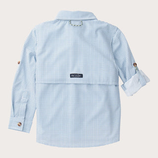 Prodoh Boys' Long Sleeve Founders Kids Fishing Shirt -  Navy Blue Peony Surfside Plaid