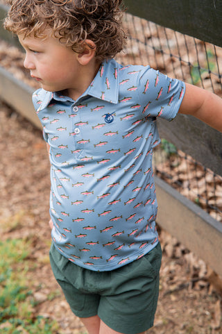 Prodoh Boys' Short Sleeve Pro Performance Polo Shirt - Rainbow Trout