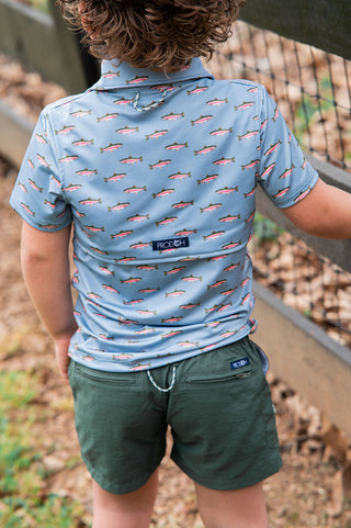 Prodoh Boys' Short Sleeve Pro Performance Polo Shirt - Rainbow Trout