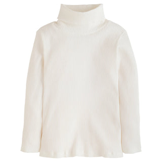 Little English Solid Ribbed Turtleneck in Ivory