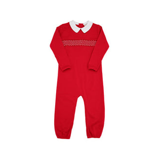 Rigsby Romper Richmond Red with Worth Avenue White Smocking