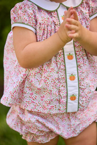 Little English Ruffled Sally Bloomer Set - Pumpkins