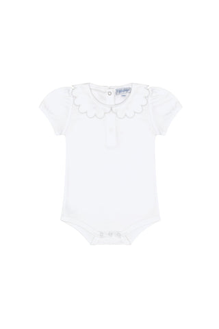 Nella Scallops Short Sleeve Onesie- White