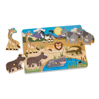 Melissa and Doug - Safari Peg Puzzle - 7 Pieces