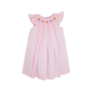 Angel Sleeve Sandy Smocked Dress-Palm Beach Pink with Pumpkin & Bow Smocking