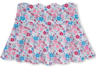 Zoe Scallop Skort- Bloomberry Floral, Power Pink